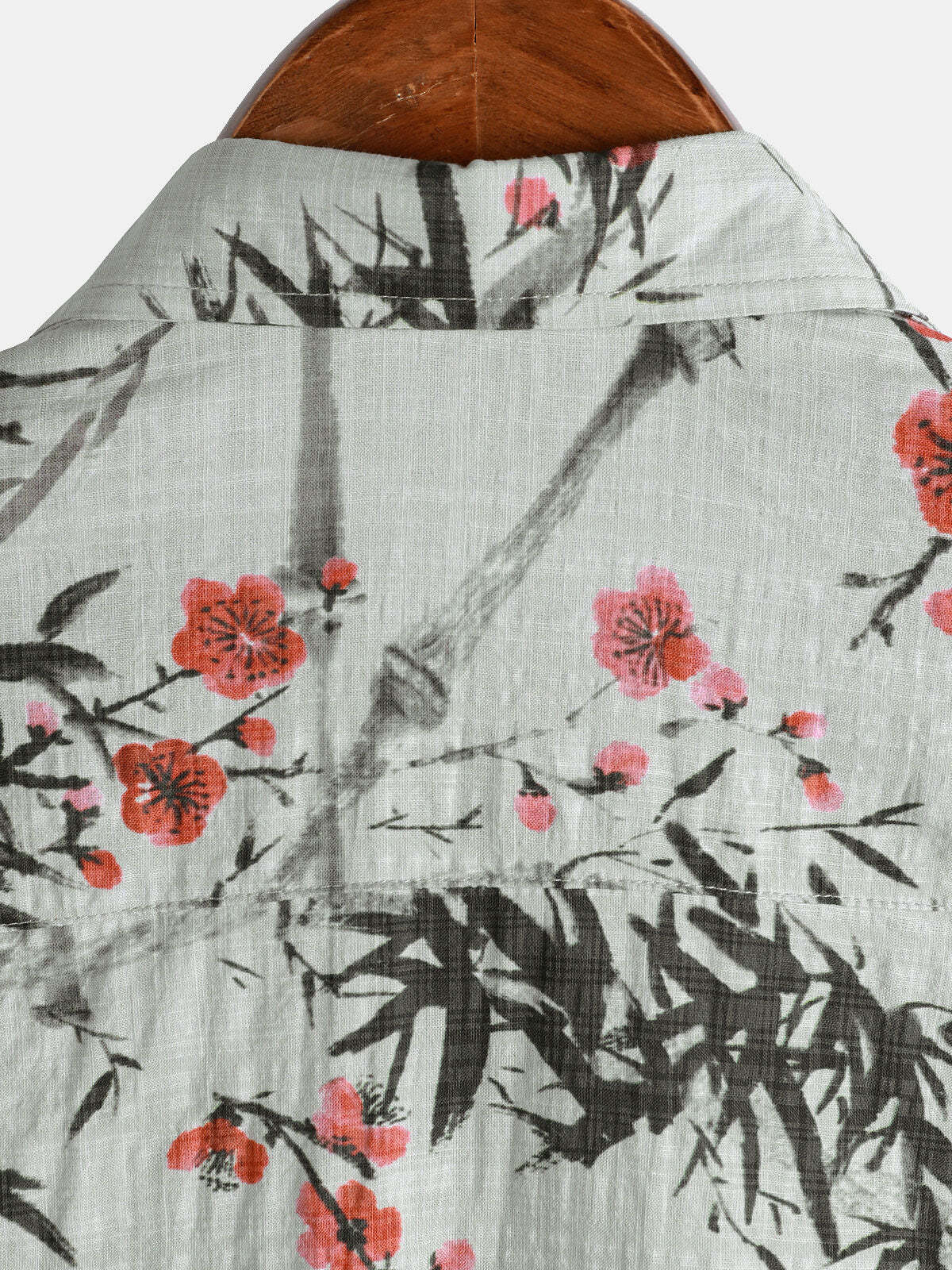 Men's Retro Red Blossom Holiday Summer Short Sleeve Shirt