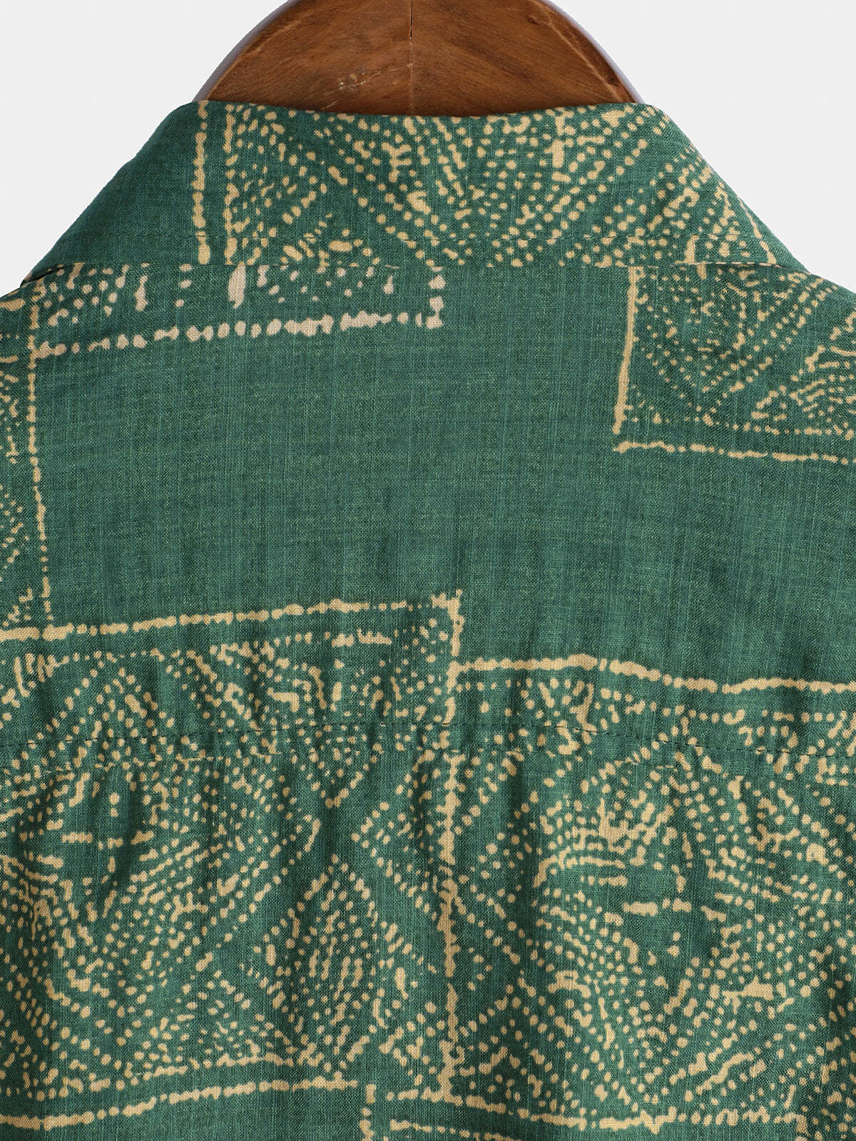 Men's Green Vintage Print Breathable Cotton Short Sleeve Shirt