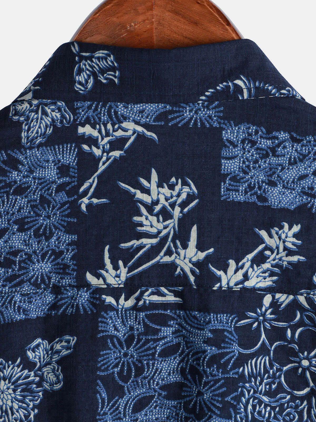 Men's Retro Navy Blue Floral Summer Short Sleeve Shirt