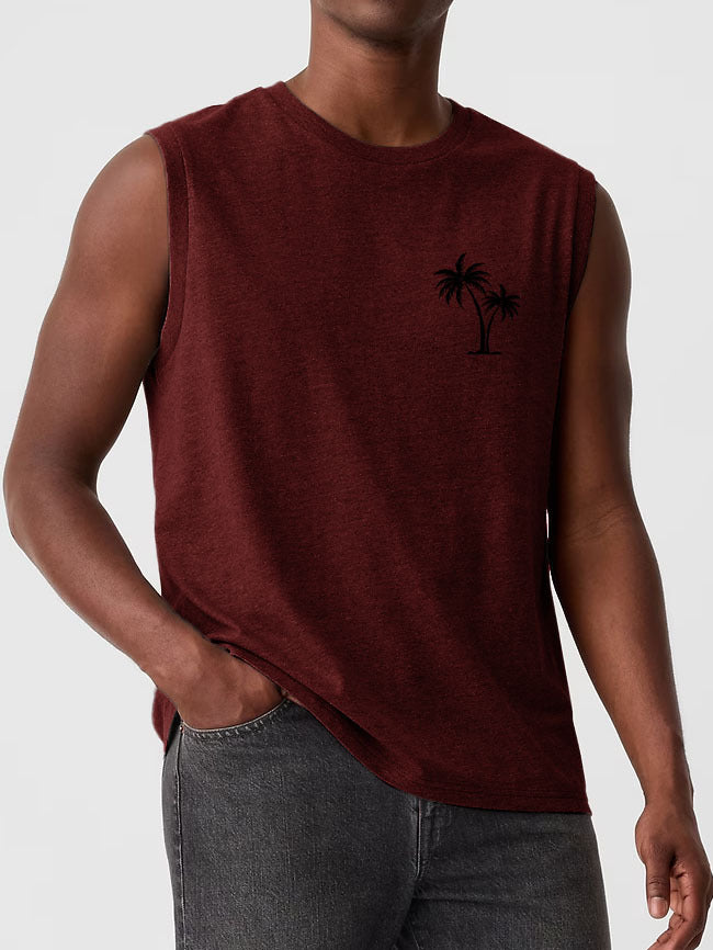 Men's Hawaiian Coconut Print Casual Comfortable Sleeveless T-Shirt