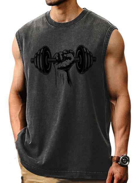 Men's Sports Casual Comfortable Fitness Printed Sleeveless T-shirt