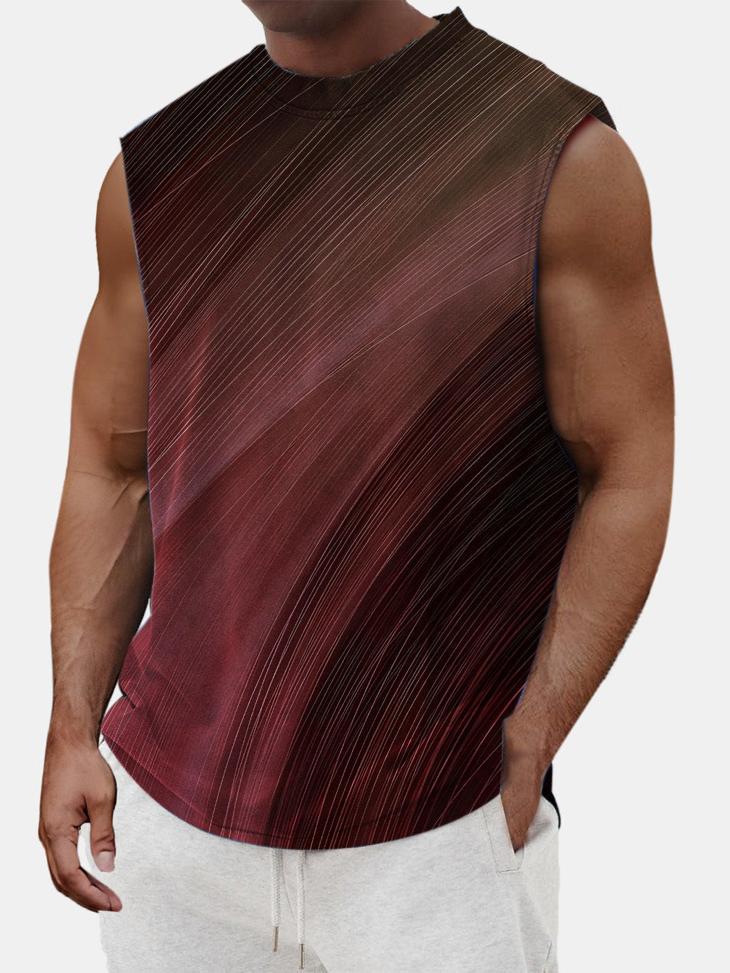 Men's Summer Gradient Sleeveless Printed T-shirt