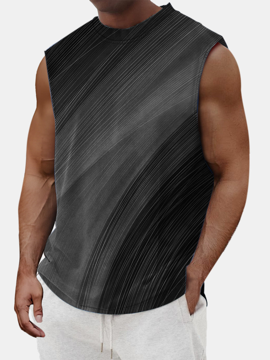 Men's Summer Gradient Sleeveless Printed T-shirt