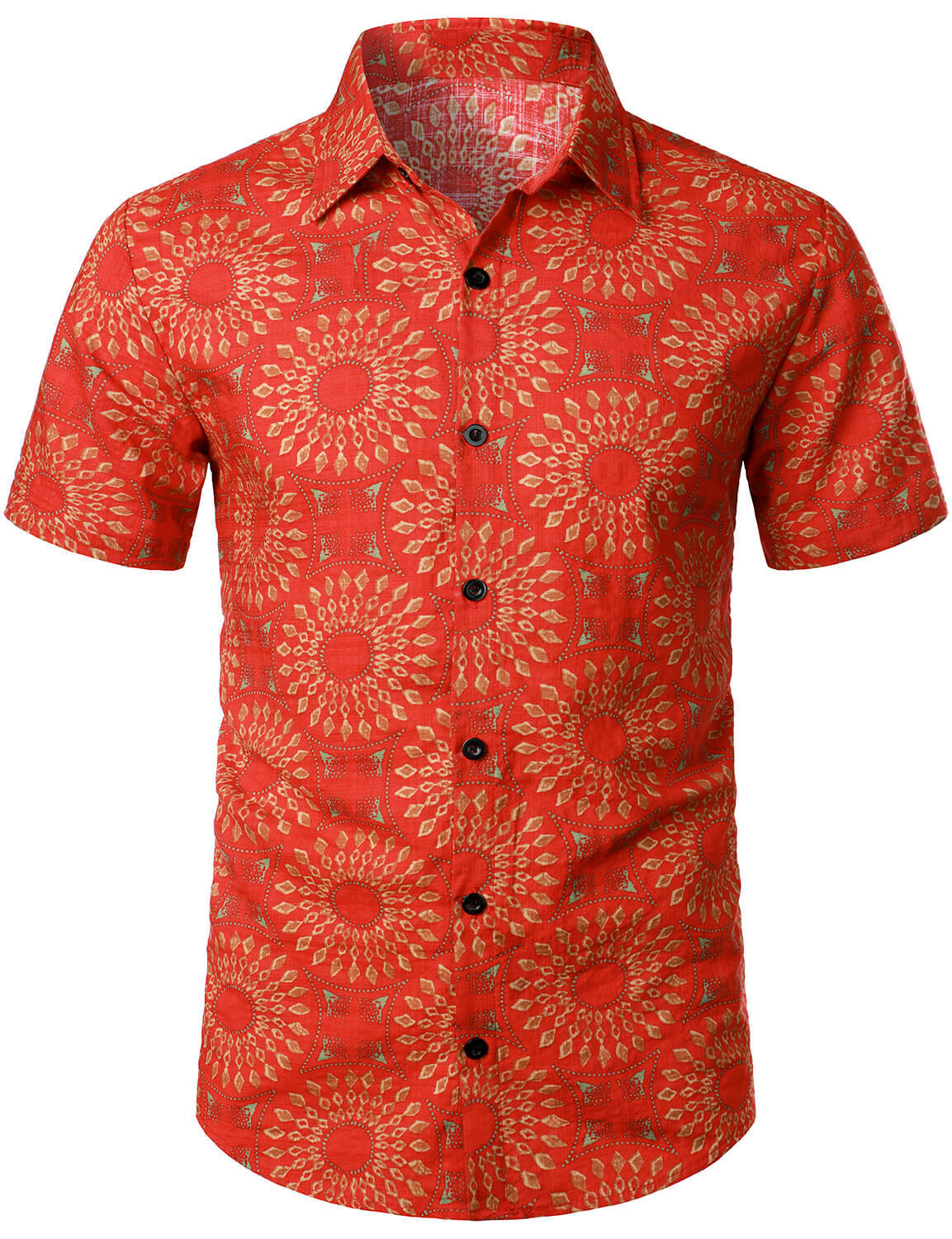 Men's Casual Retro Print Short Sleeve Shirt