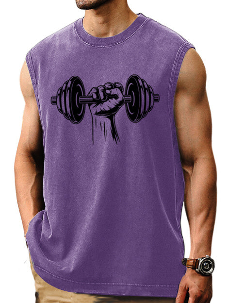 Men's Sports Casual Comfortable Fitness Printed Sleeveless T-shirt