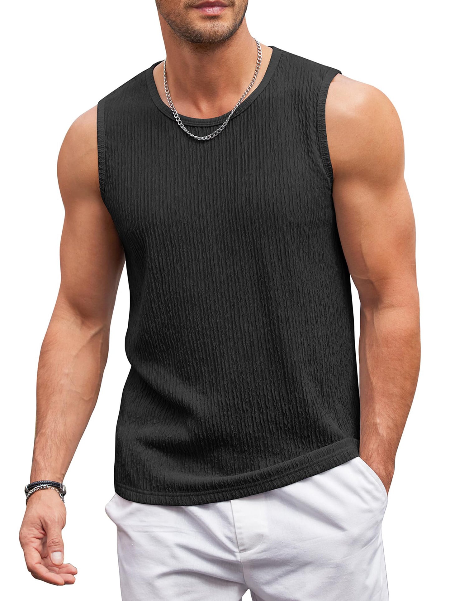 Men's Casual Tank Tops Knit Sleeveless Lightweight Tee Muscle Basic T Shirts