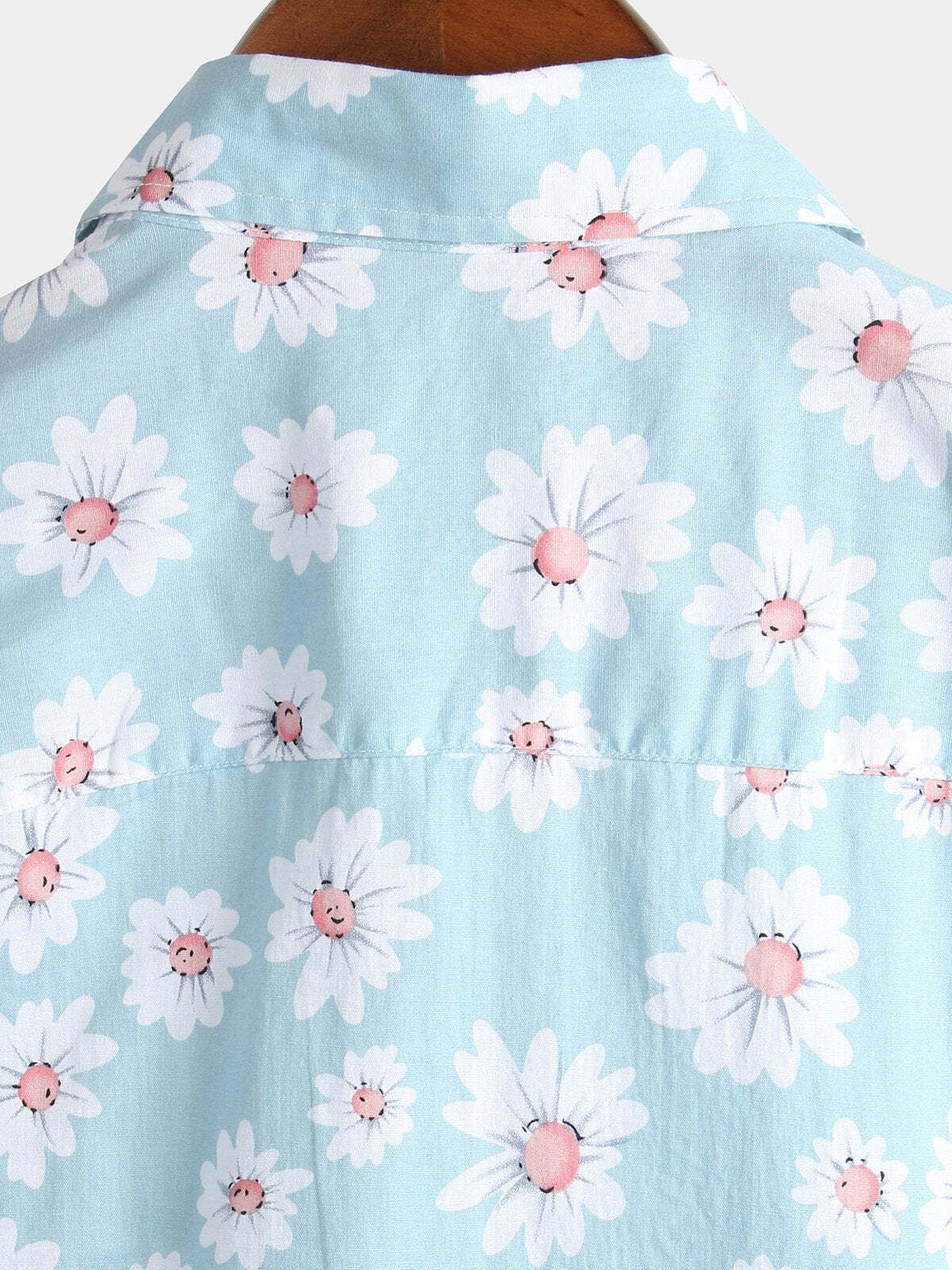Men's Floral Daisy Print Tropical Hawaiian Cotton Flower Shirt