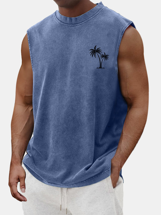 Men's Summer Casual And Comfortable Coconut Print Sleeveless T-shirt