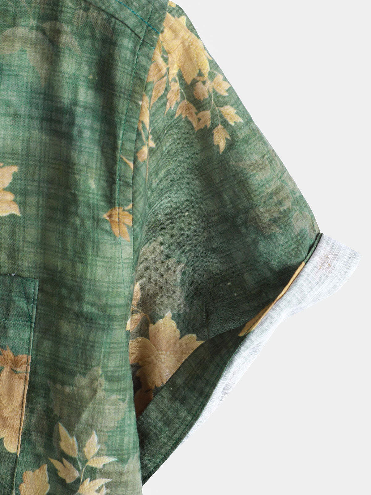 Men's Vintage Floral Print Pocket Beach Short Sleeve Shirt