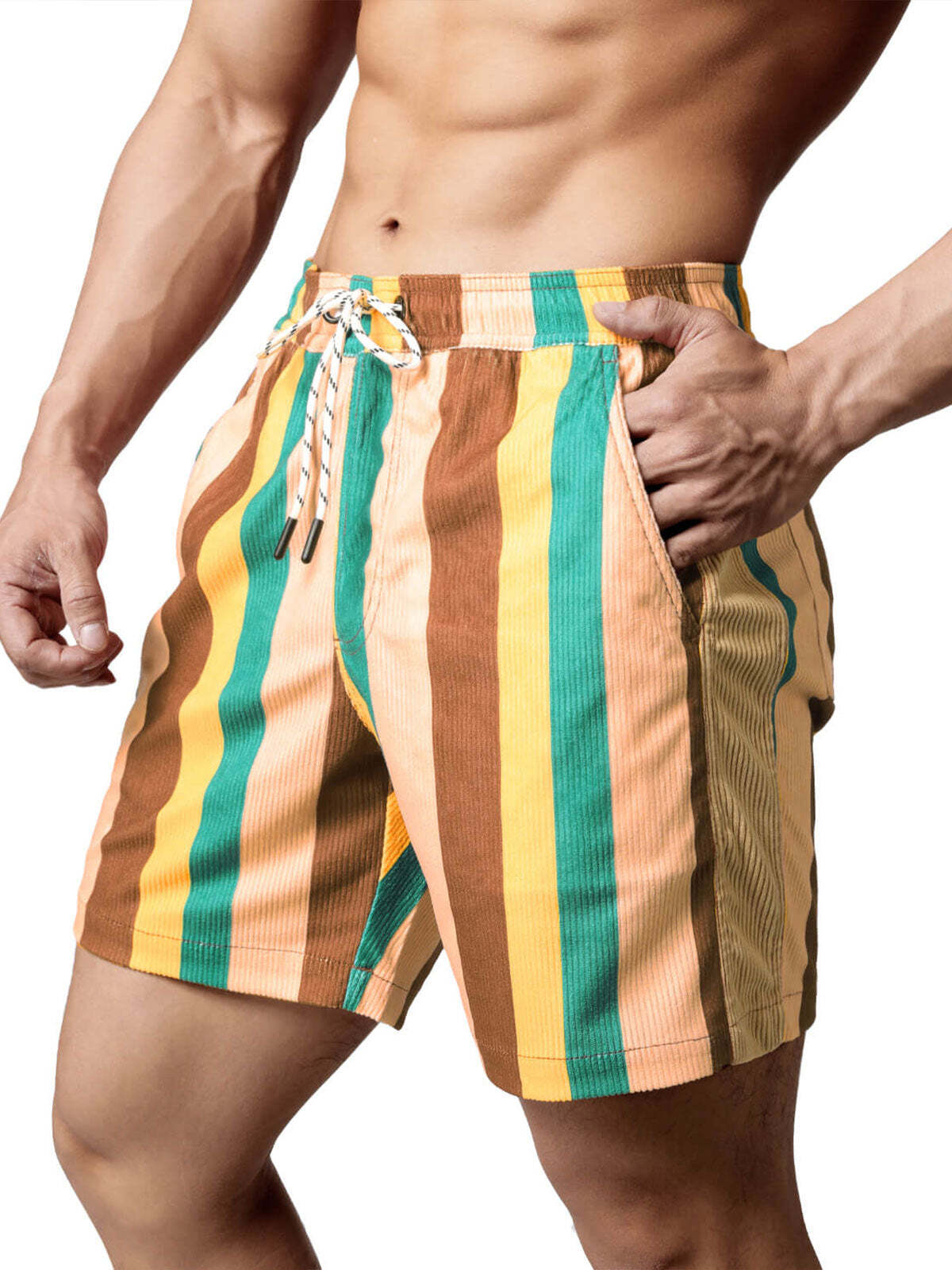 Men's Casual Retro Striped Beach Shorts