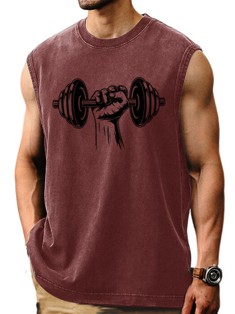 Men's Sports Casual Comfortable Fitness Printed Sleeveless T-shirt