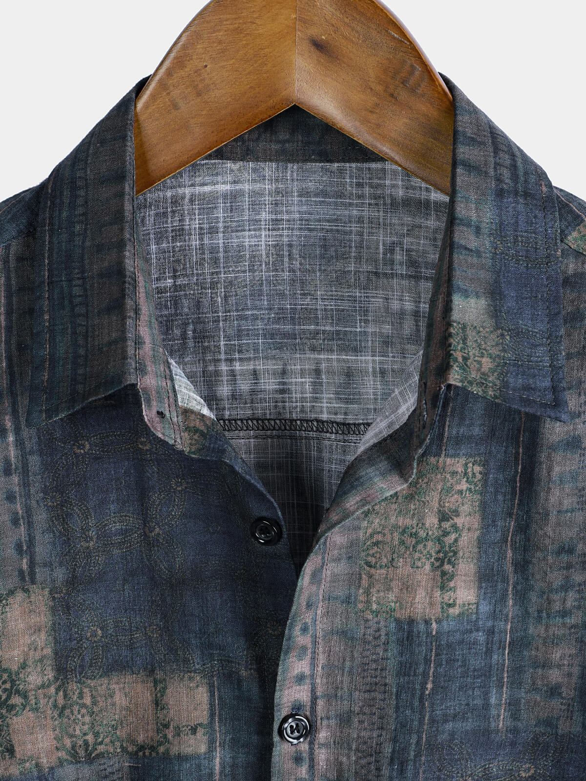 Men's Summer Patchwork Print Casual Vintage Short Sleeve Shirt