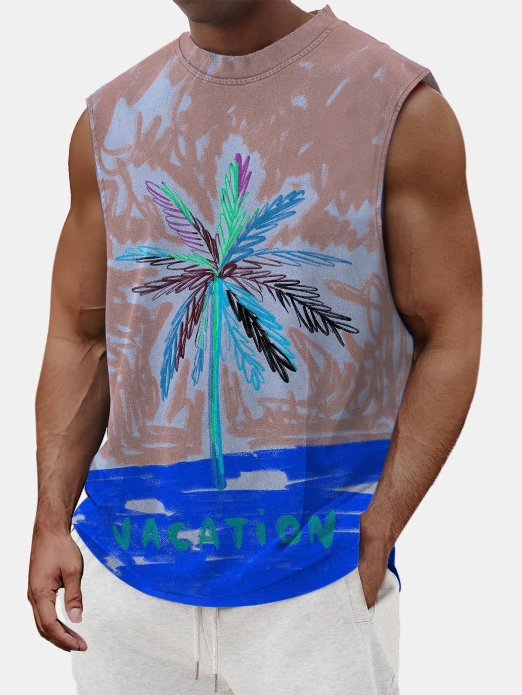 Men's Palm Tree Holiday Beach Sleeveless Tank