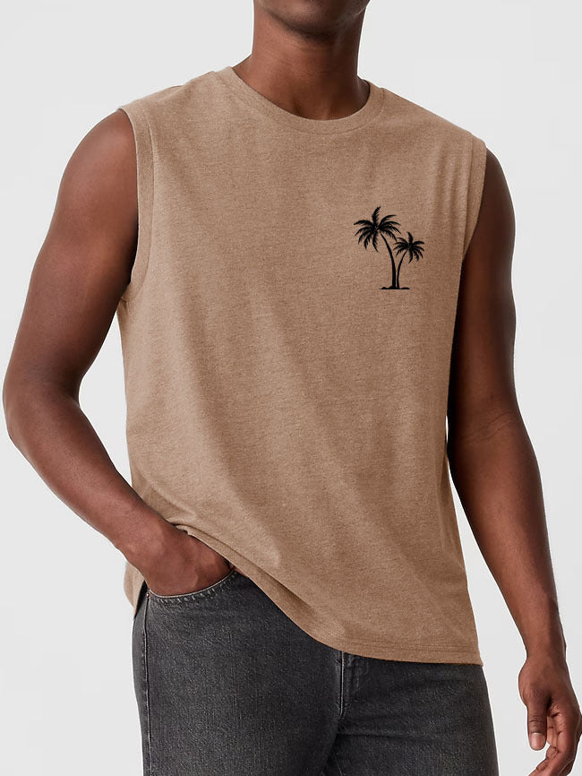 Men's Hawaiian Coconut Print Casual Comfortable Sleeveless T-Shirt