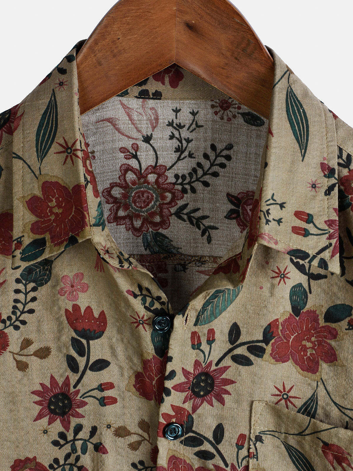 Men's Floral Print Lightweight Short Sleeve Retro Shirt
