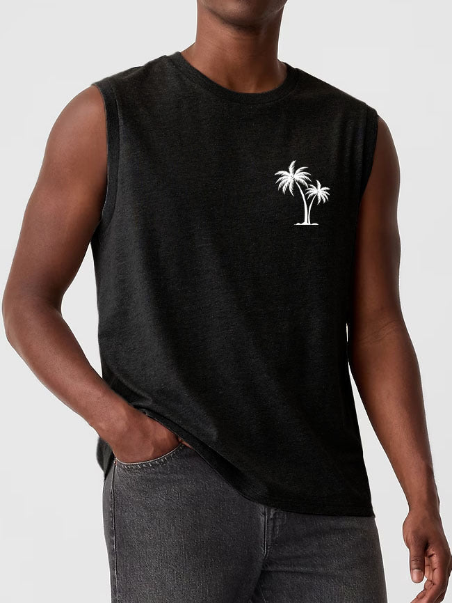 Men's Hawaiian Coconut Print Casual Comfortable Sleeveless T-Shirt