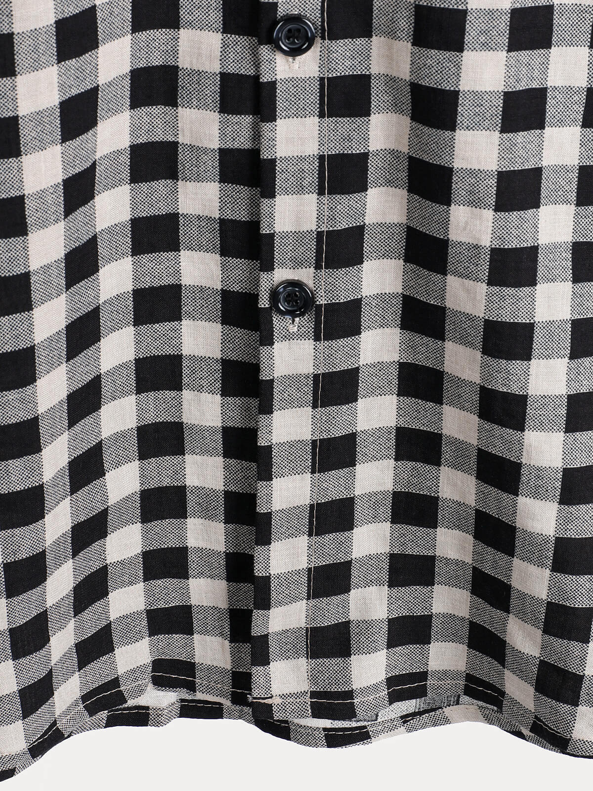 Men's Black Check Print Cotton Pocket Short Sleeve Shirt