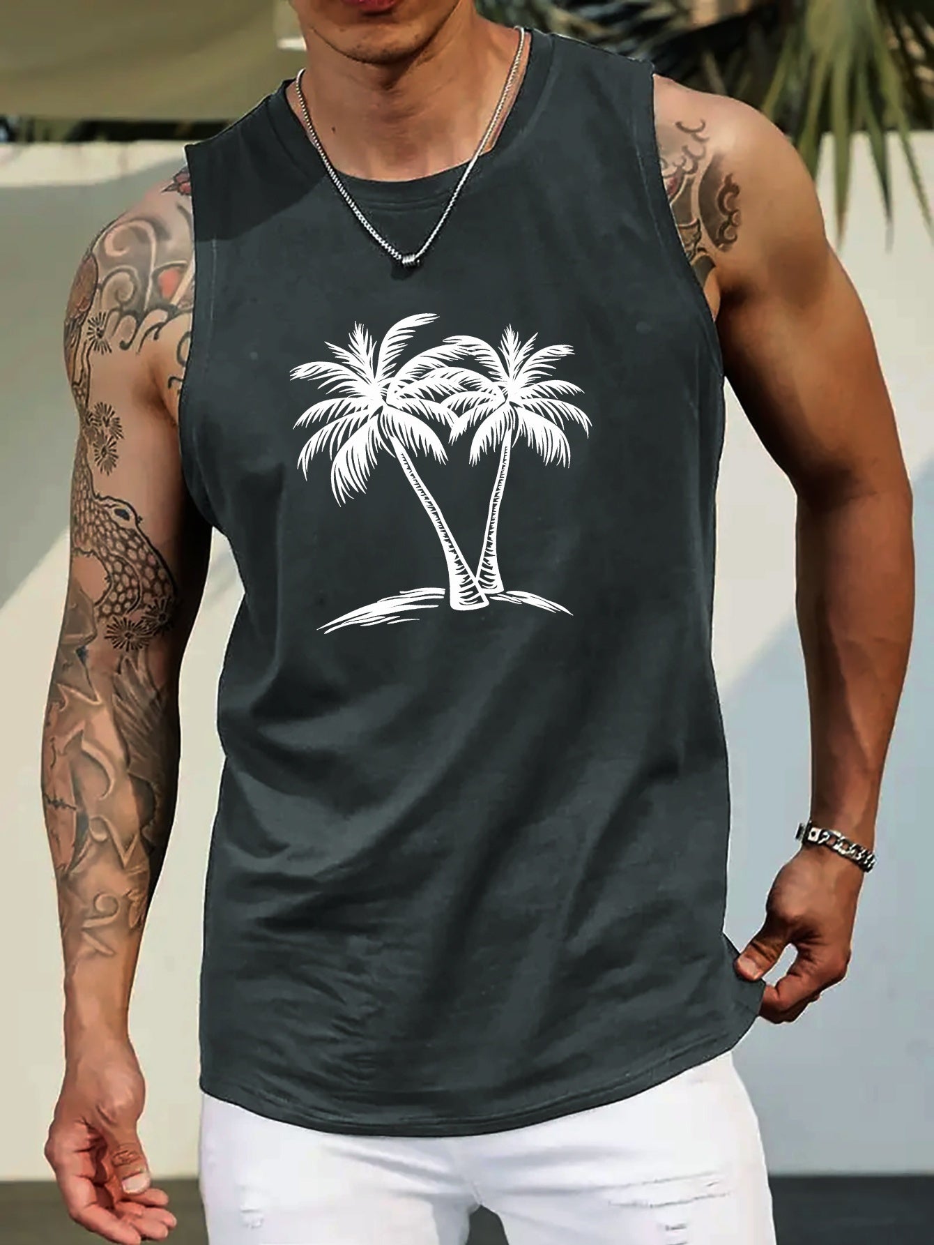 Men's Palm Tree Sleeveless Tank