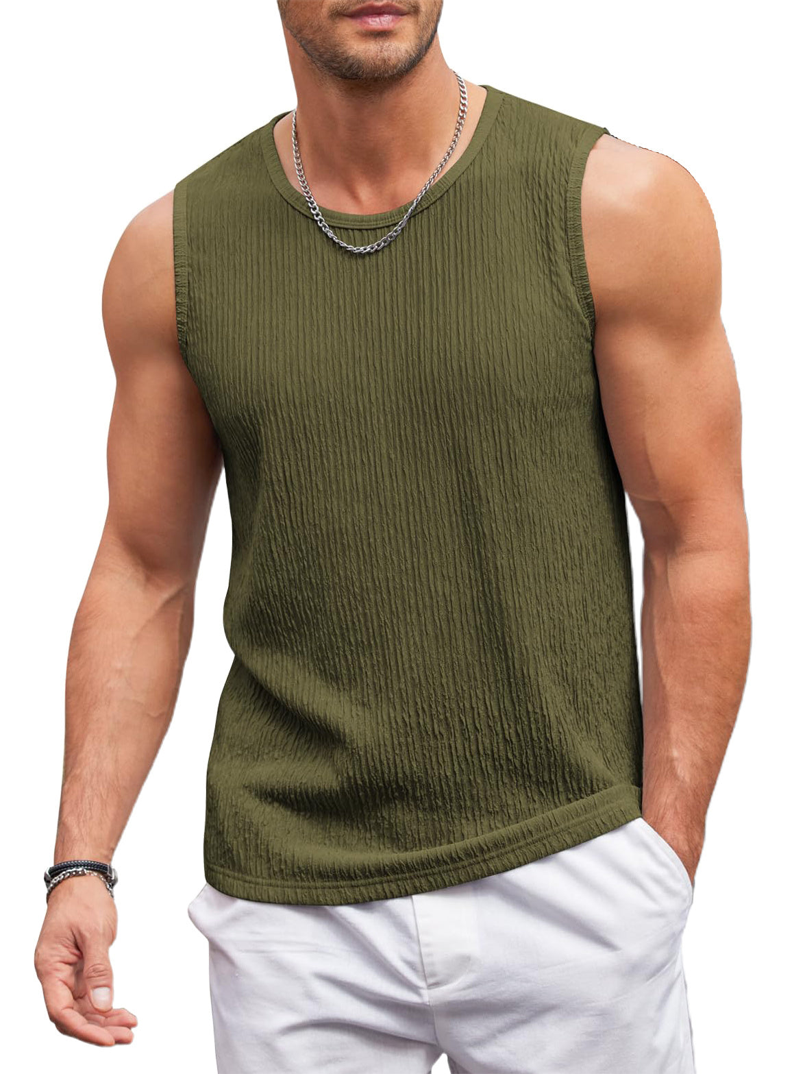 Men's Casual Tank Tops Knit Sleeveless Lightweight Tee Muscle Basic T Shirts