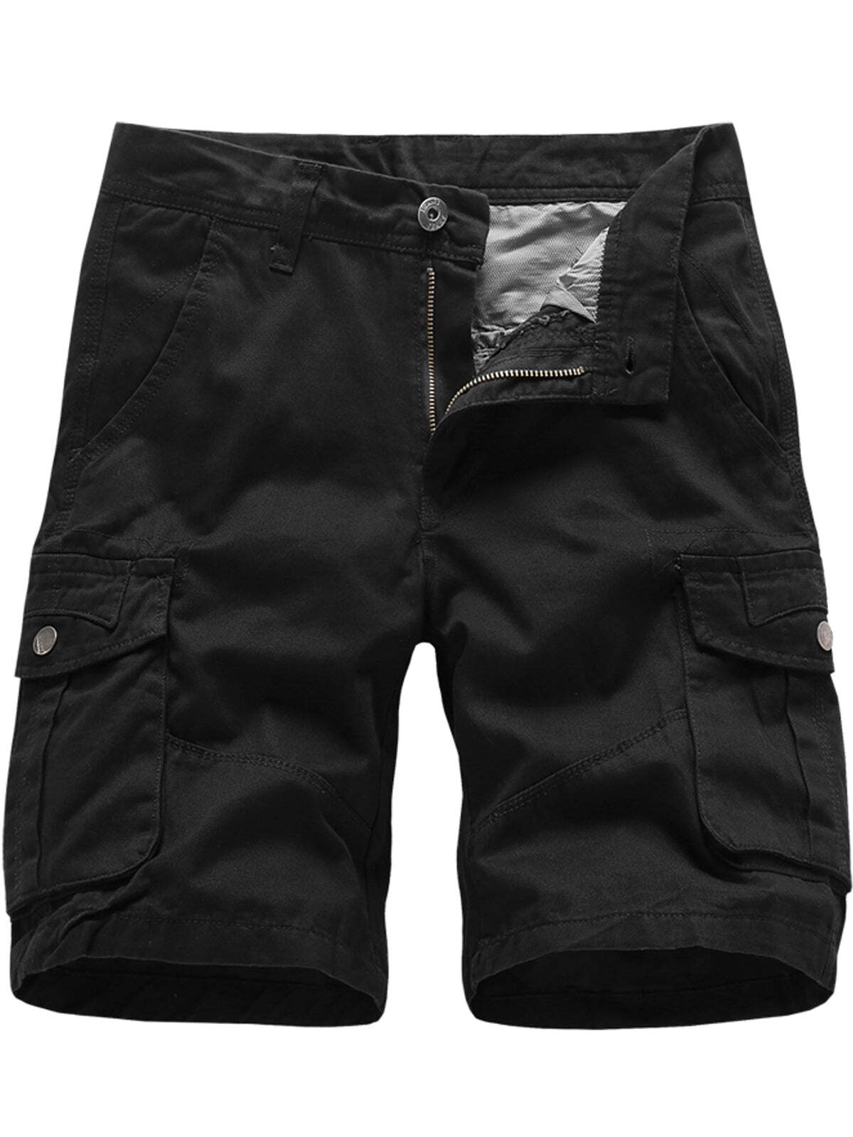 Men's Solid Color Multi-pocket Breathable Cotton Resort Outdoor Casual Cargo Shorts