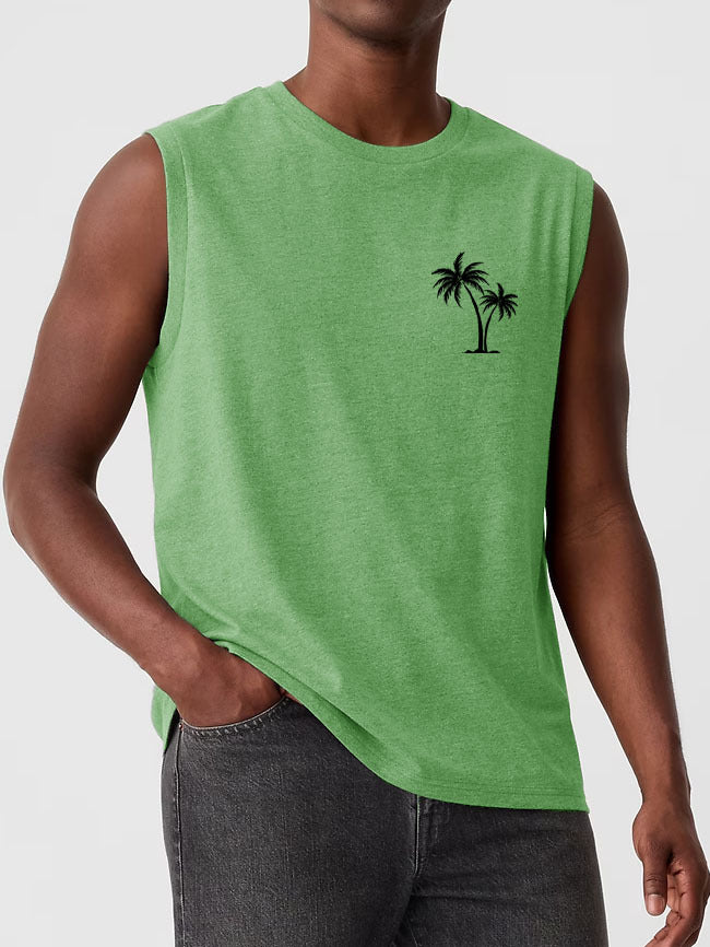 Men's Hawaiian Coconut Print Casual Comfortable Sleeveless T-Shirt