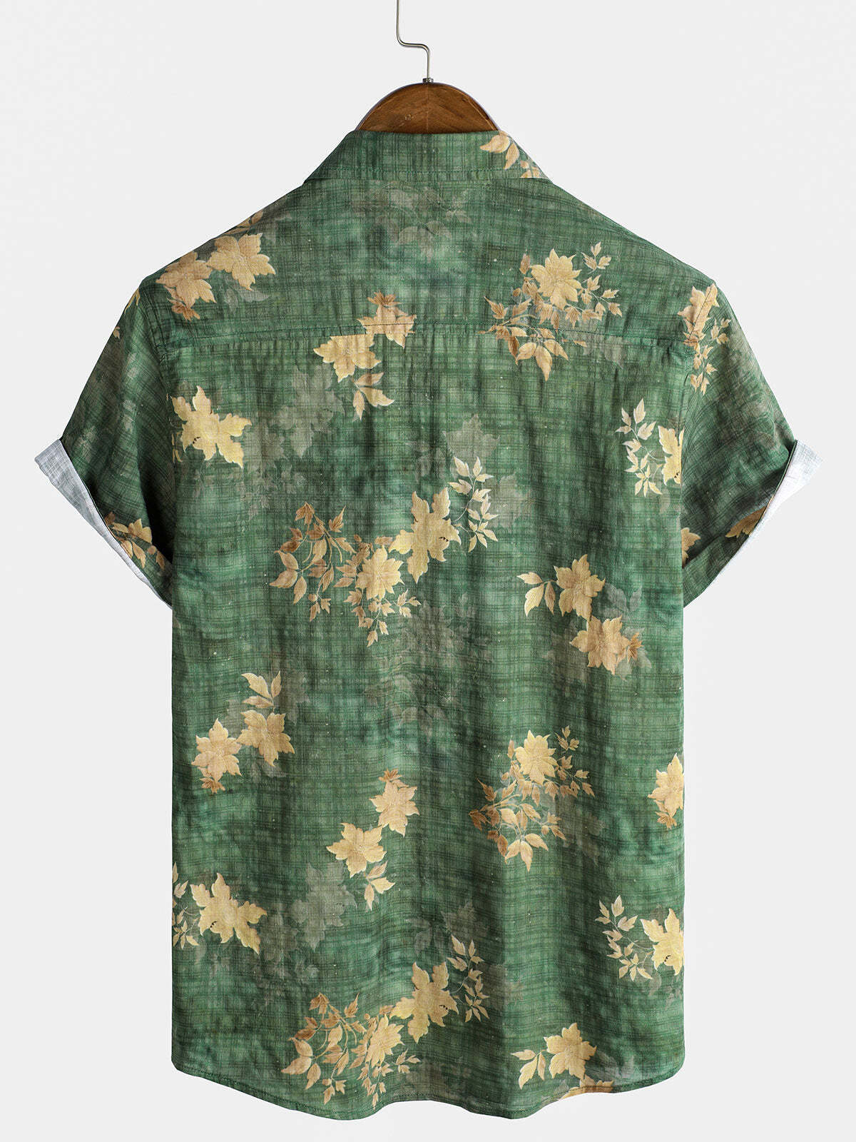 Men's Vintage Floral Print Pocket Beach Short Sleeve Shirt