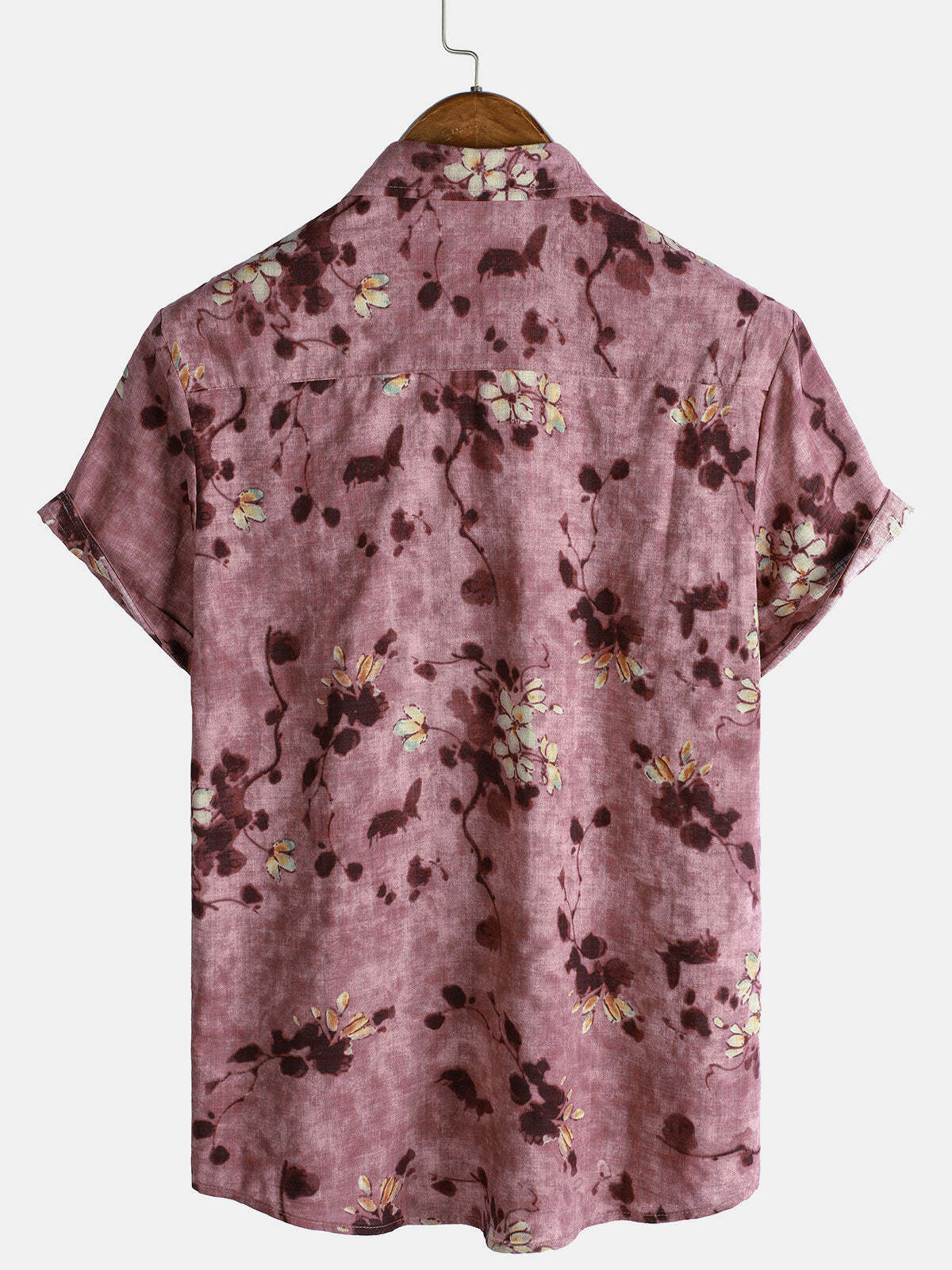Men's Vintage Floral Cotton Breathable Short Sleeve Button Up Shirt