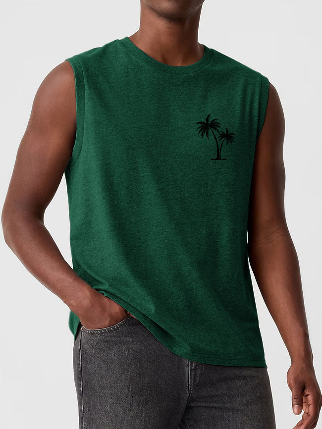 Men's Hawaiian Coconut Print Casual Comfortable Sleeveless T-Shirt