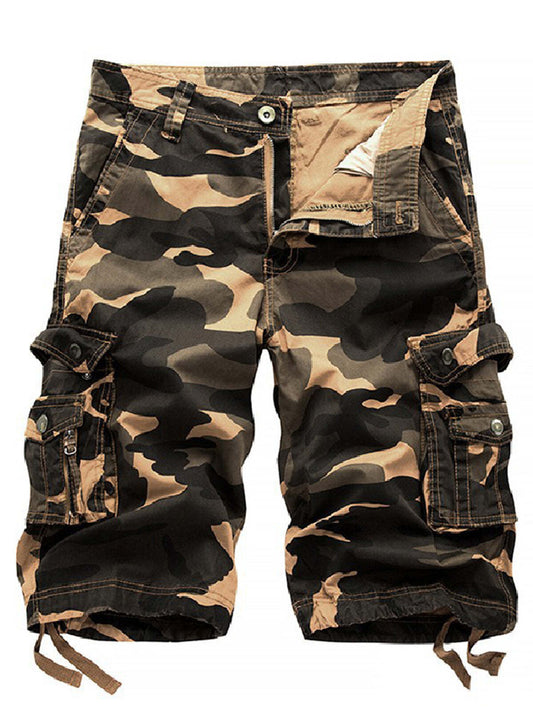 Men's Plus Size Solid Color Casual Cotton Camo Shorts