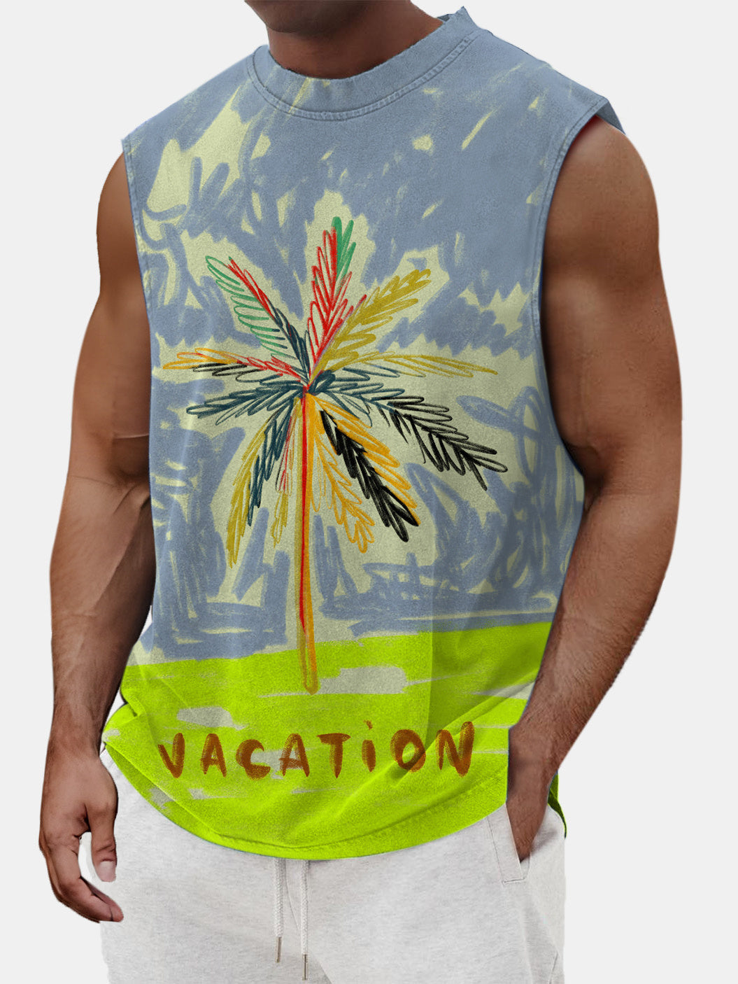 Men's Palm Tree Holiday Beach Sleeveless Tank