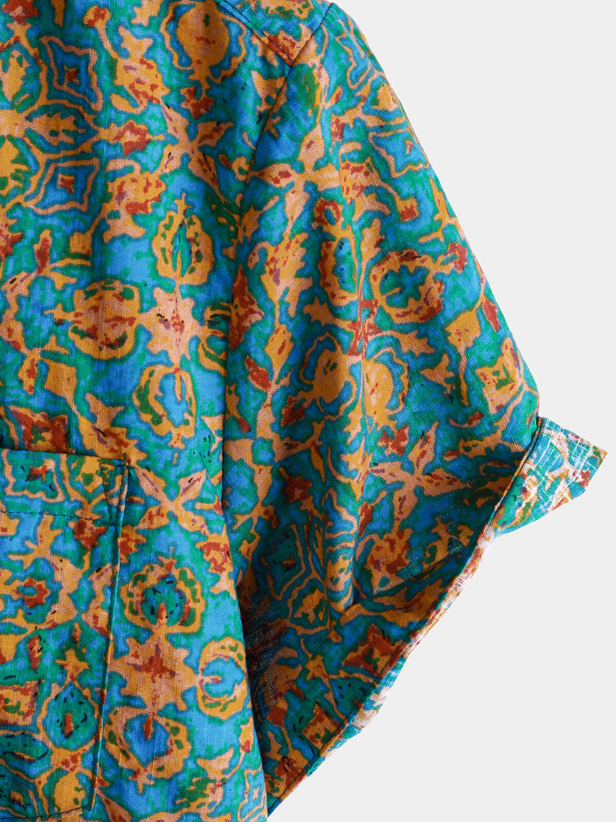 Men's Abstract Stylish Pocket Button Up Short Sleeve Retro Shirt