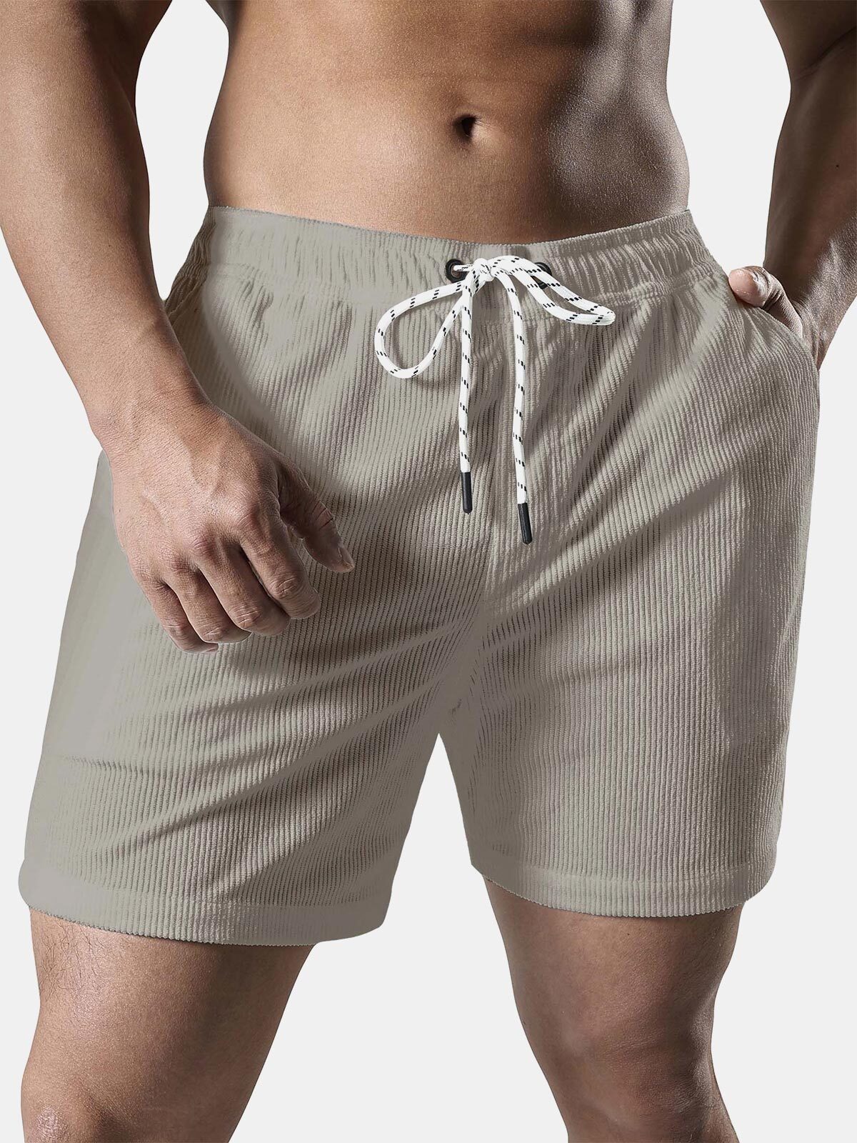 Men's Casual Drawstring Corduroy Pocket Shorts