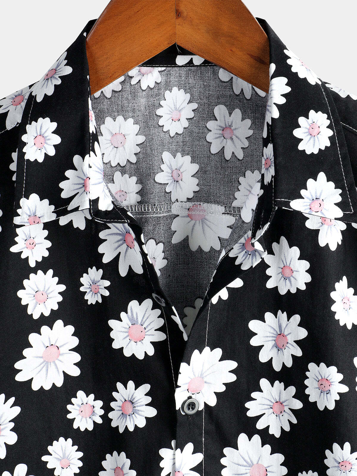 Men's Floral Daisy Print Tropical Hawaiian Cotton Flower Shirt