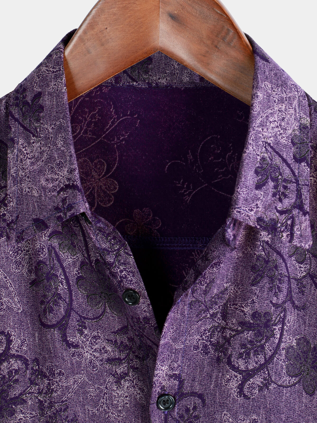 Men's Purple Vintage Holiday Breathable Hawaiian Short Sleeve Shirt