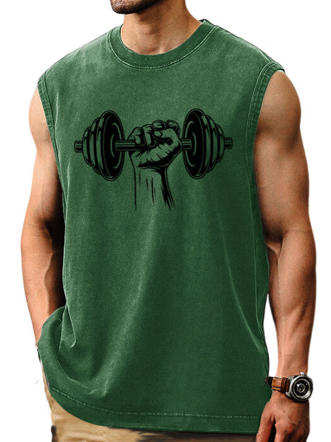 Men's Sports Casual Comfortable Fitness Printed Sleeveless T-shirt