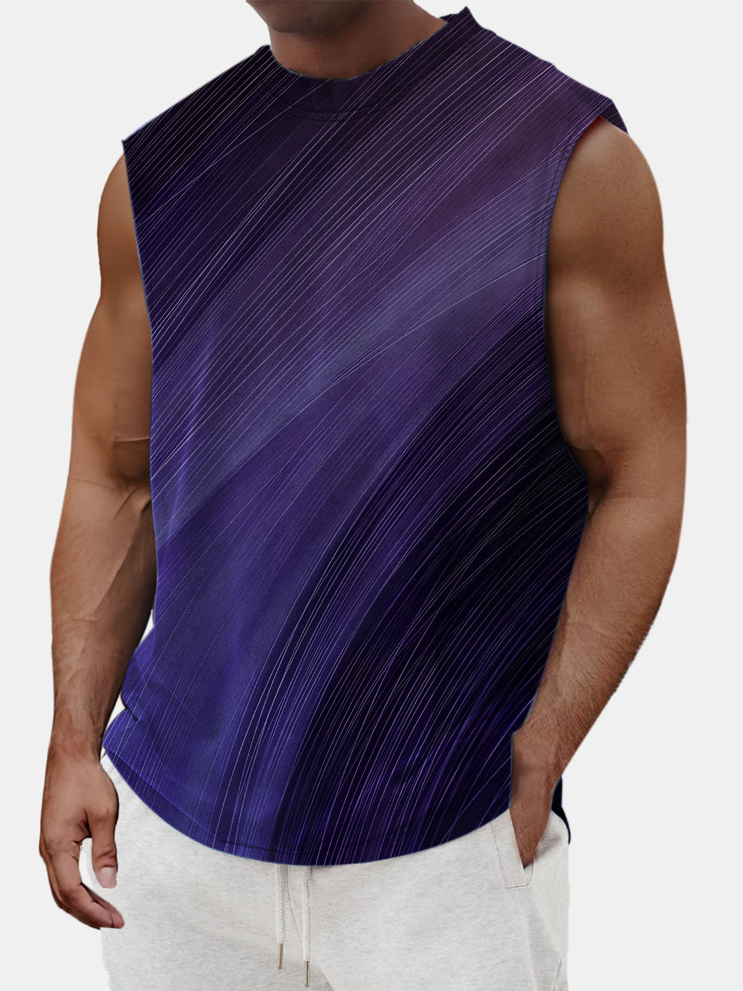 Men's Summer Gradient Sleeveless Printed T-shirt