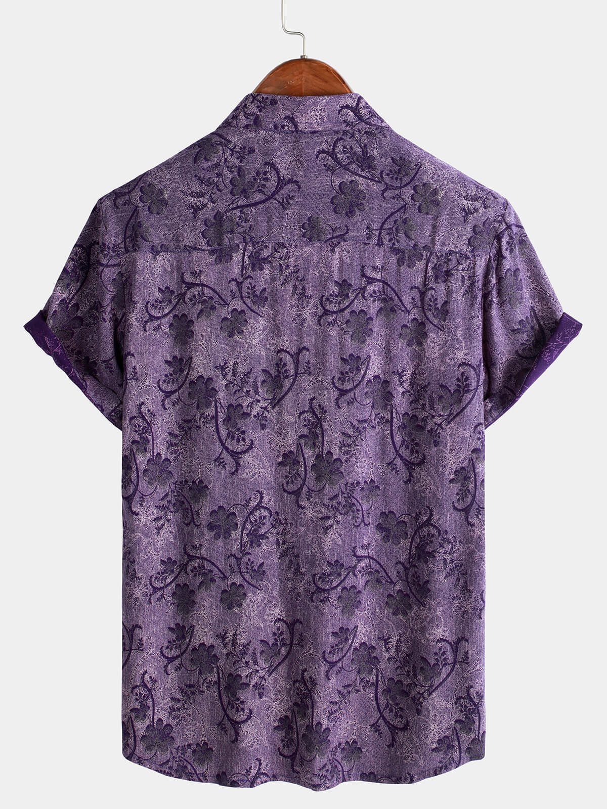 Men's Purple Vintage Holiday Breathable Hawaiian Short Sleeve Shirt