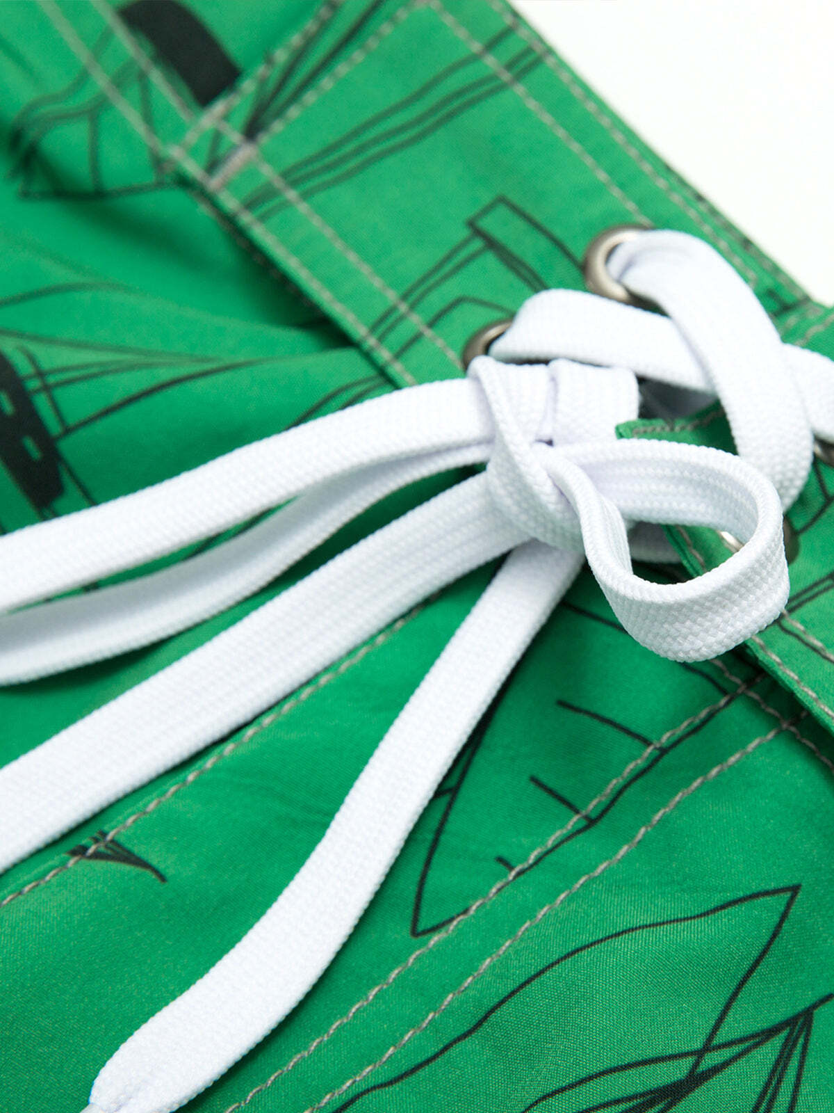 Men's Green Casual Sailboat Flat Waist Hawaiian Shorts Summer Beach Boardshorts
