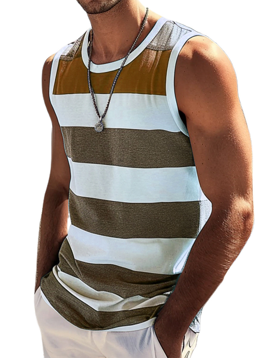 Men's Striped Basic Casual Sleeveless Vest