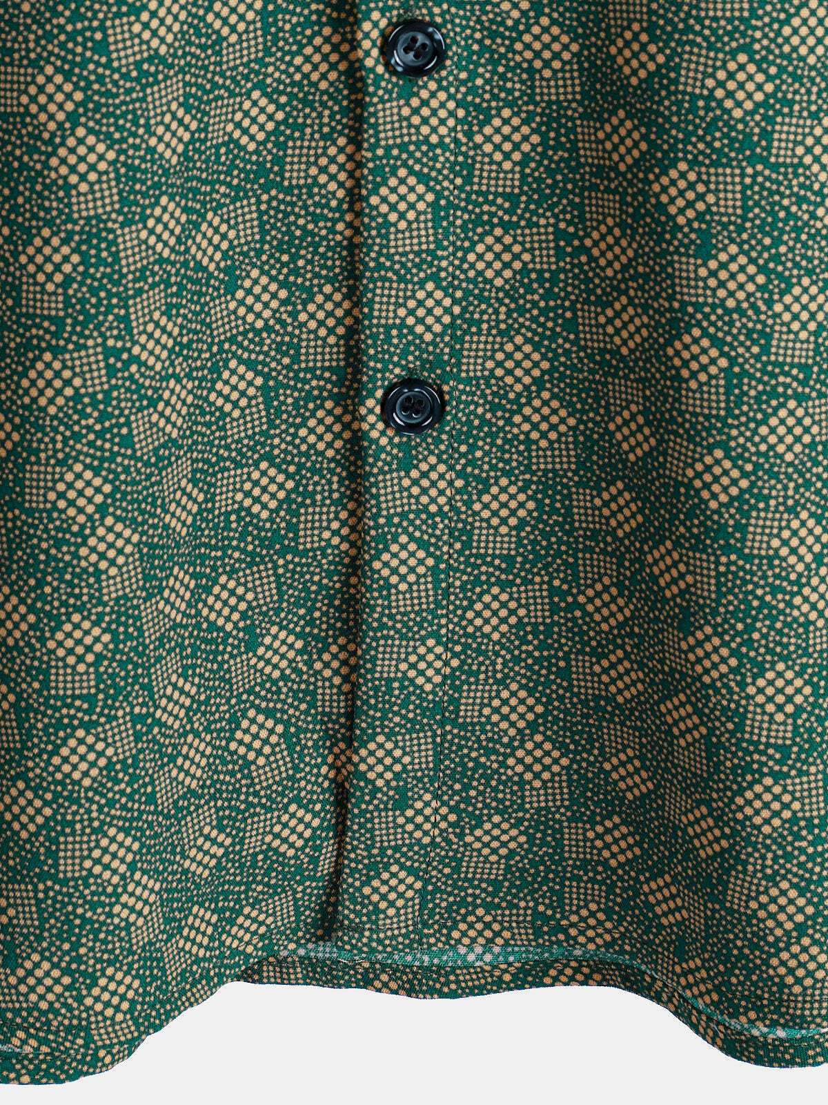 Men's Retro Geometric Print Green Pocket Short Sleeve Shirt