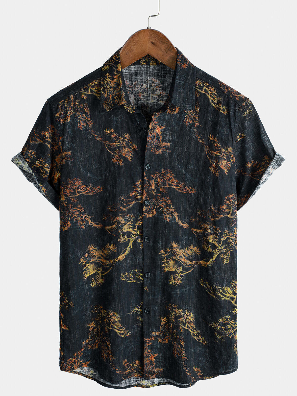Men's Retro Print Breathable Casual Short Sleeve Shirt
