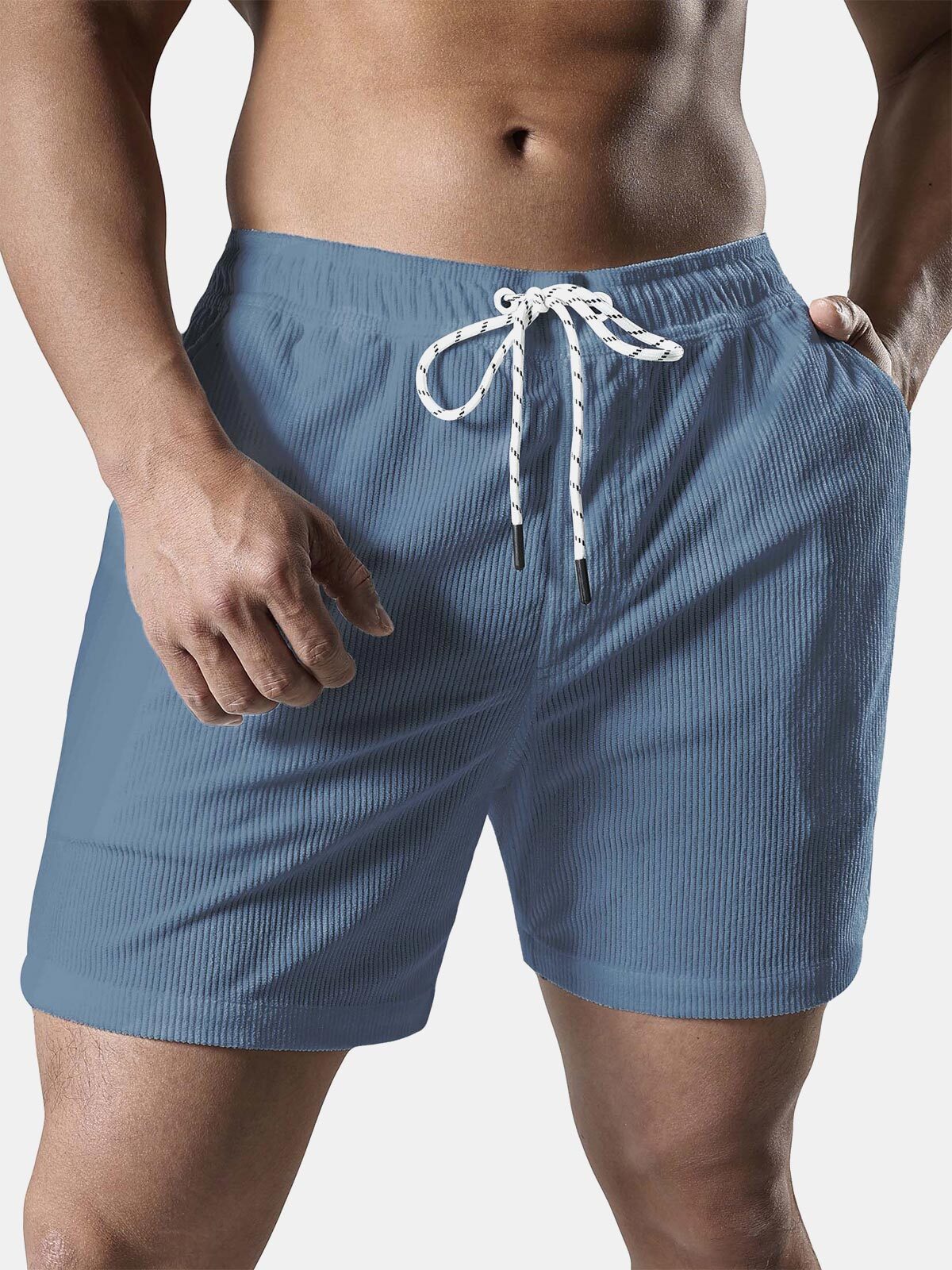 Men's Casual Drawstring Corduroy Pocket Shorts