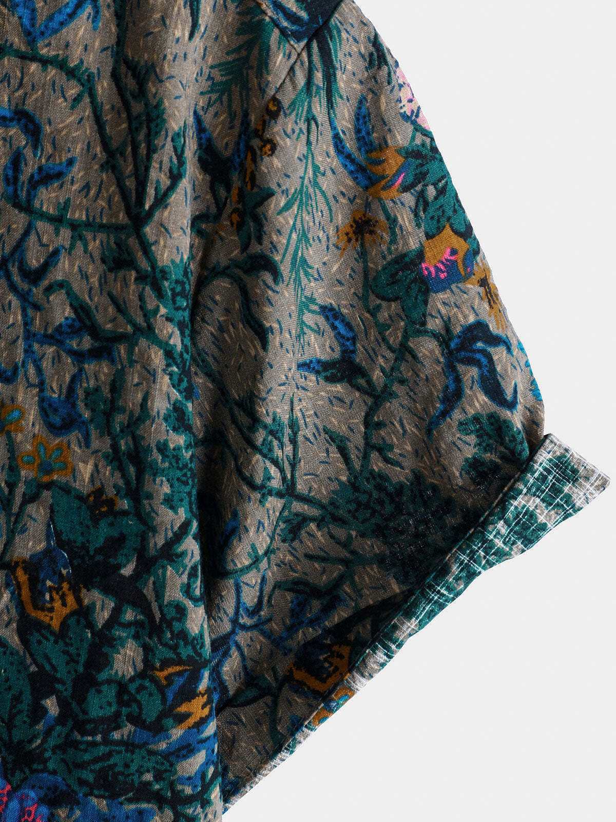 Men's Breathable Retro Floral Pattern Short Sleeve Shirt