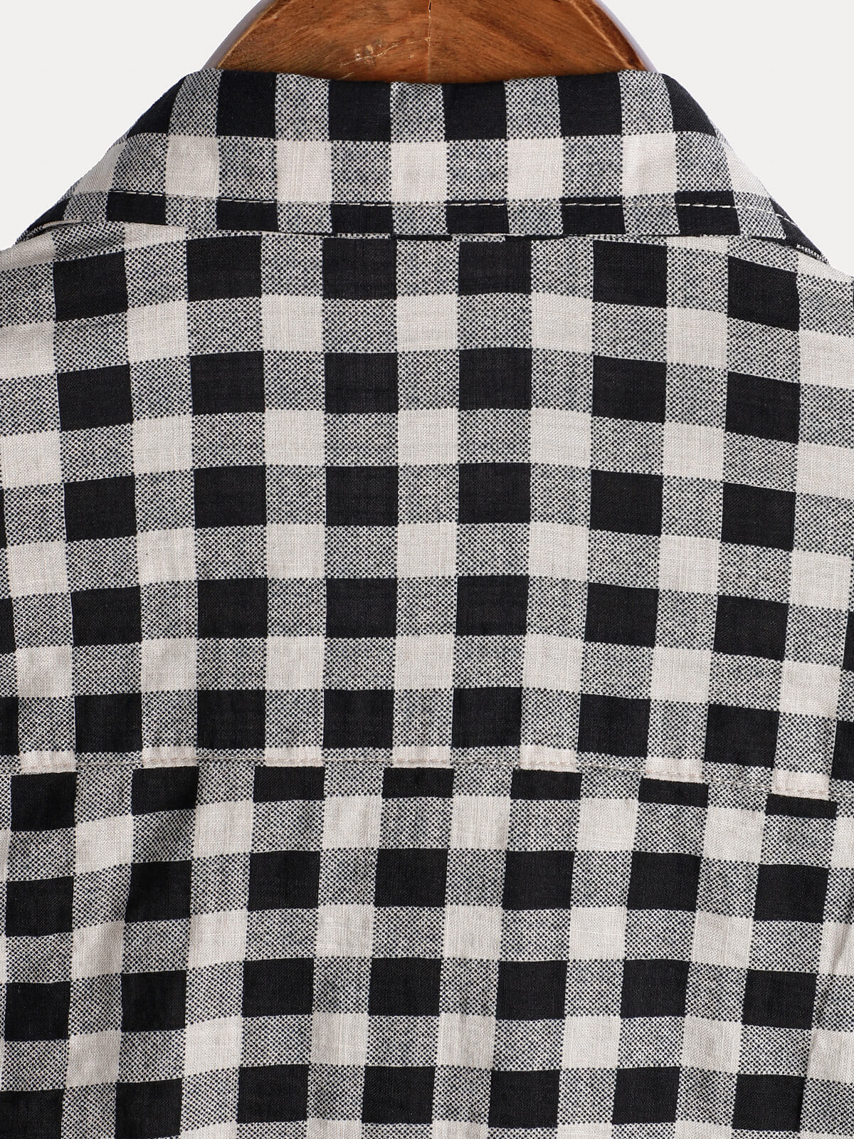 Men's Black Check Print Cotton Pocket Short Sleeve Shirt