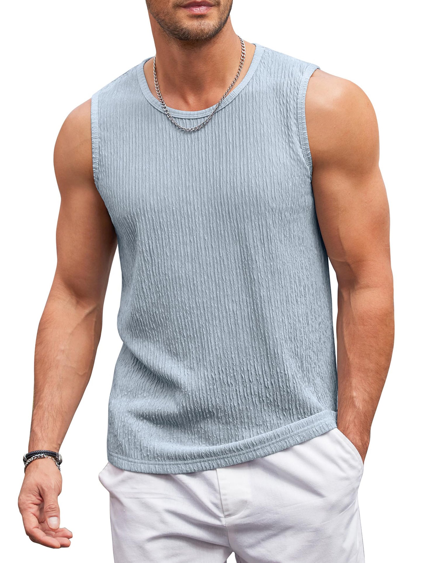Men's Casual Tank Tops Knit Sleeveless Lightweight Tee Muscle Basic T Shirts