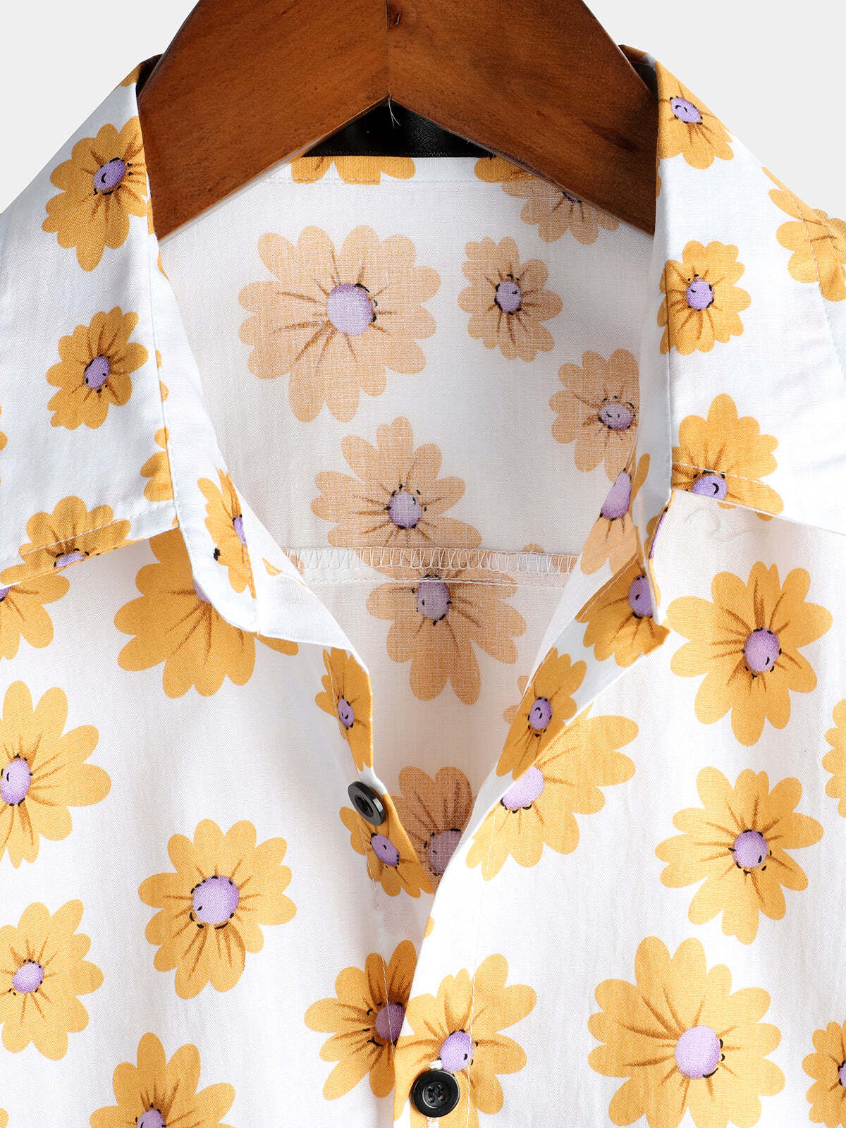 Men's Floral Daisy Print Tropical Hawaiian Cotton Flower Shirt