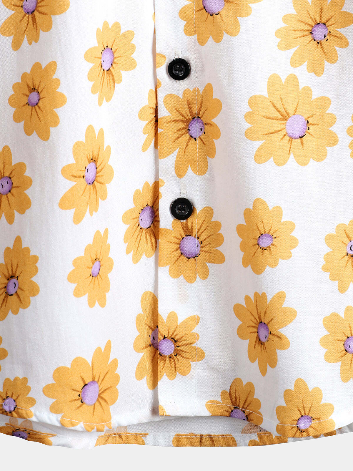 Men's Floral Daisy Print Tropical Hawaiian Cotton Flower Shirt