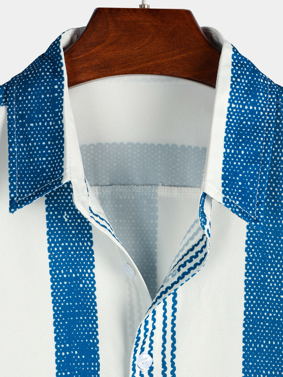Men's Vintage Blue  Vertical Striped Casual Short Sleeve Shirt