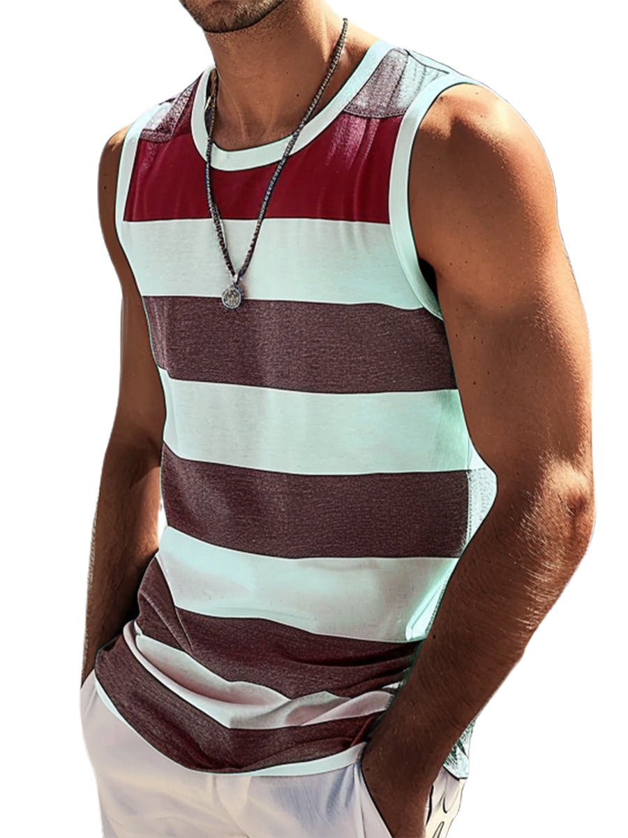 Men's Striped Basic Casual Sleeveless Vest