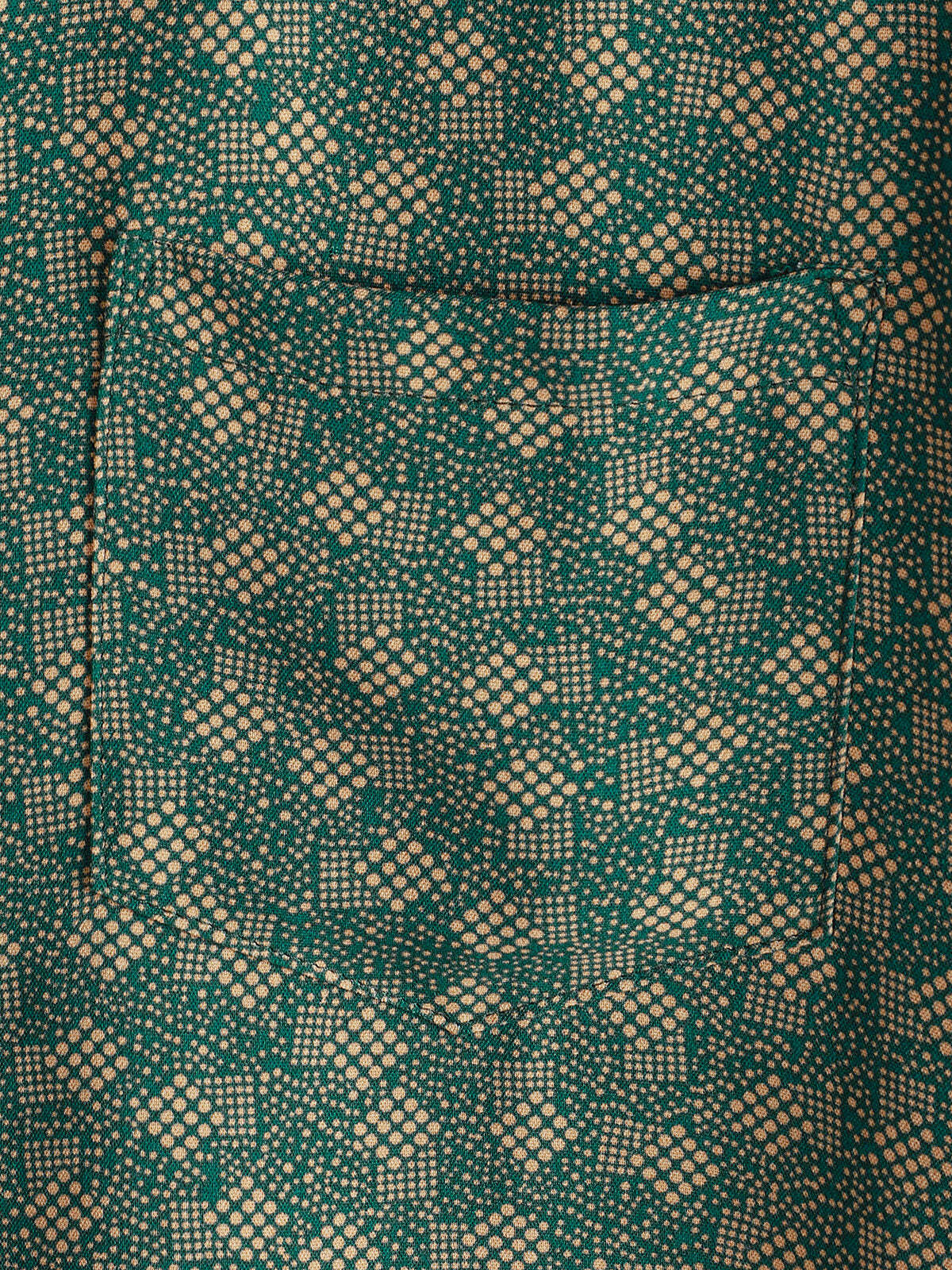 Men's Retro Geometric Print Green Pocket Short Sleeve Shirt